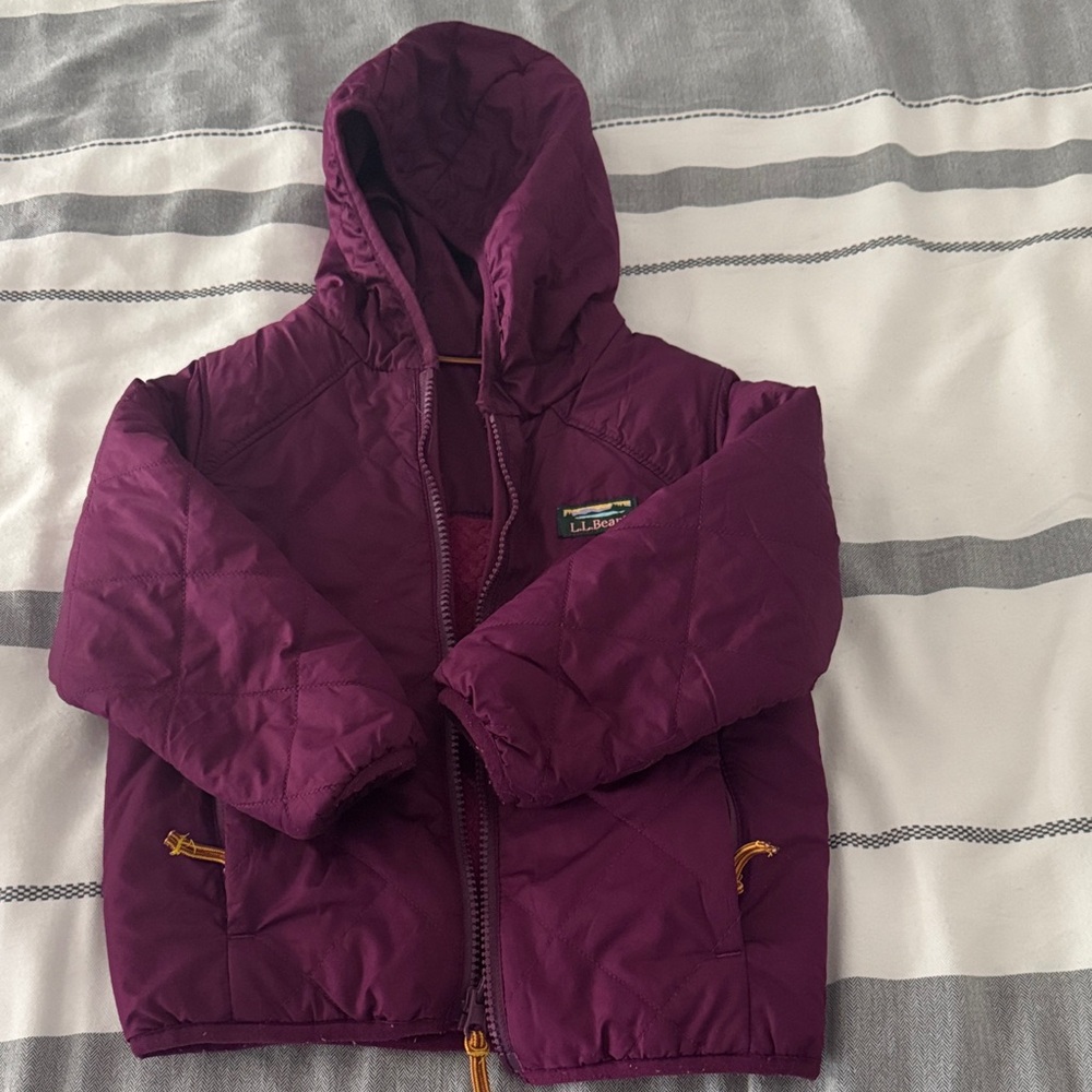 L.L. Bean Maroon Fleece Hooded Jacket